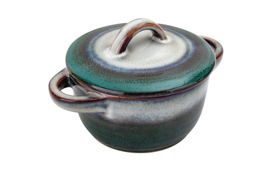 Miseczka ceramiczna 200 ml z pokrywką Ombres zielony-szary