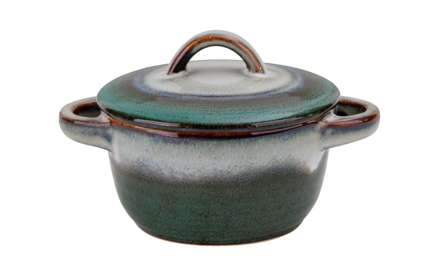 Miseczka ceramiczna 200 ml z pokrywką Ombres zielony-szary
