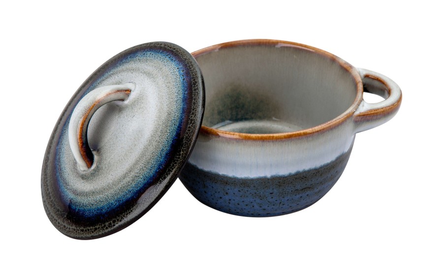 Miseczka ceramiczna 200 ml z pokrywką Ombres granatowy-szary