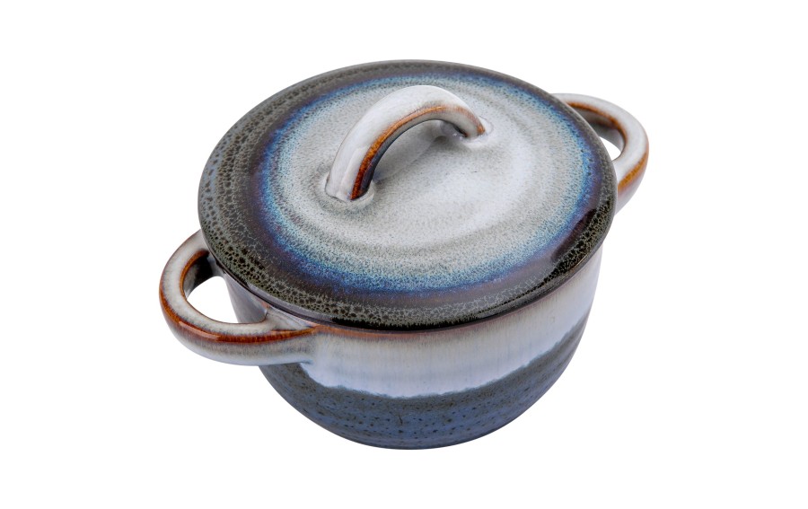 Miseczka ceramiczna 200 ml z pokrywką Ombres granatowy-szary