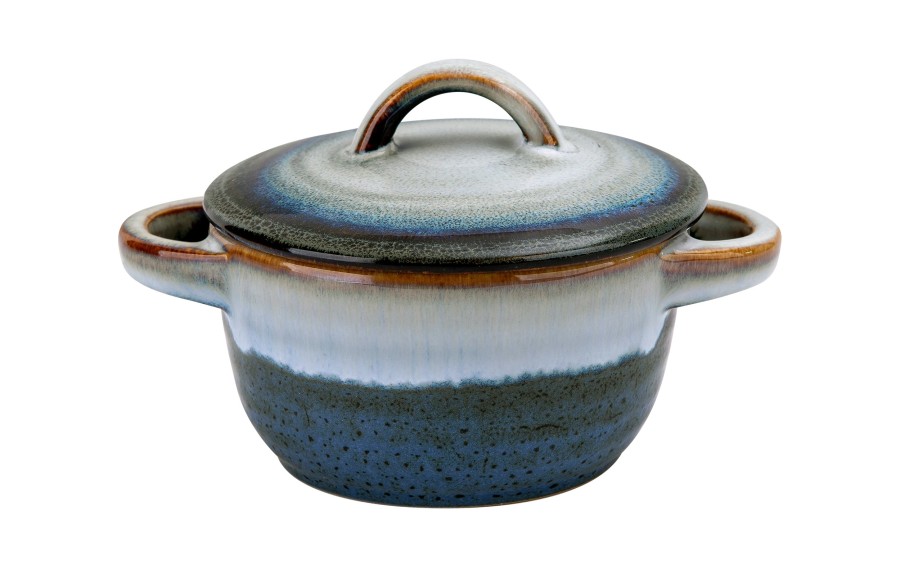 Miseczka ceramiczna 200 ml z pokrywką Ombres granatowy-szary