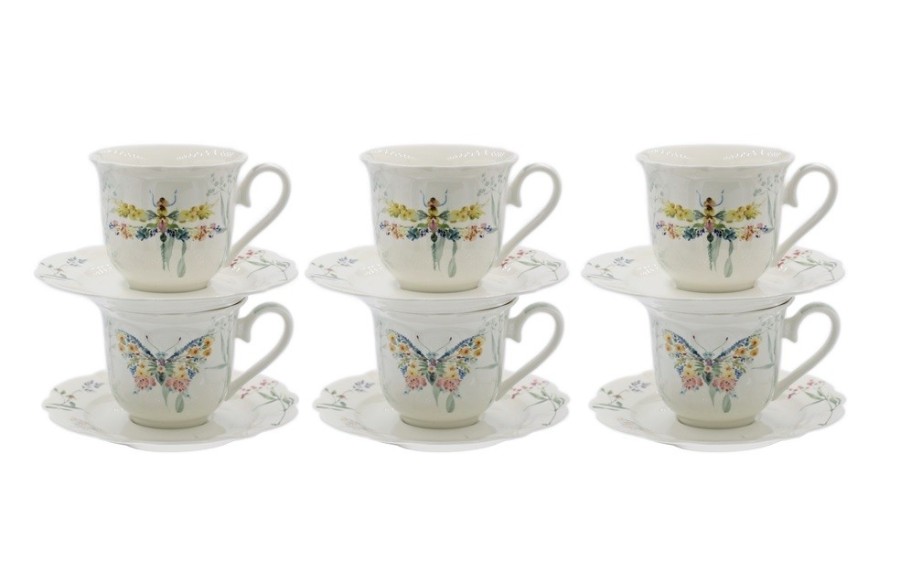 Komplet 6 filiżanek 220 ml + spodki Papillon