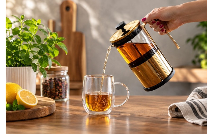 Zaparzacz do kawy i herbaty 1000 ml Diamante złoty
