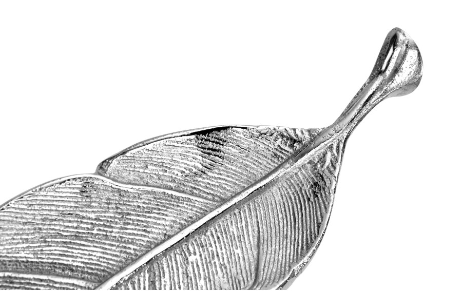 Patera dekoracyjna Liść srebrna 38,5 cm Dekor-Pap