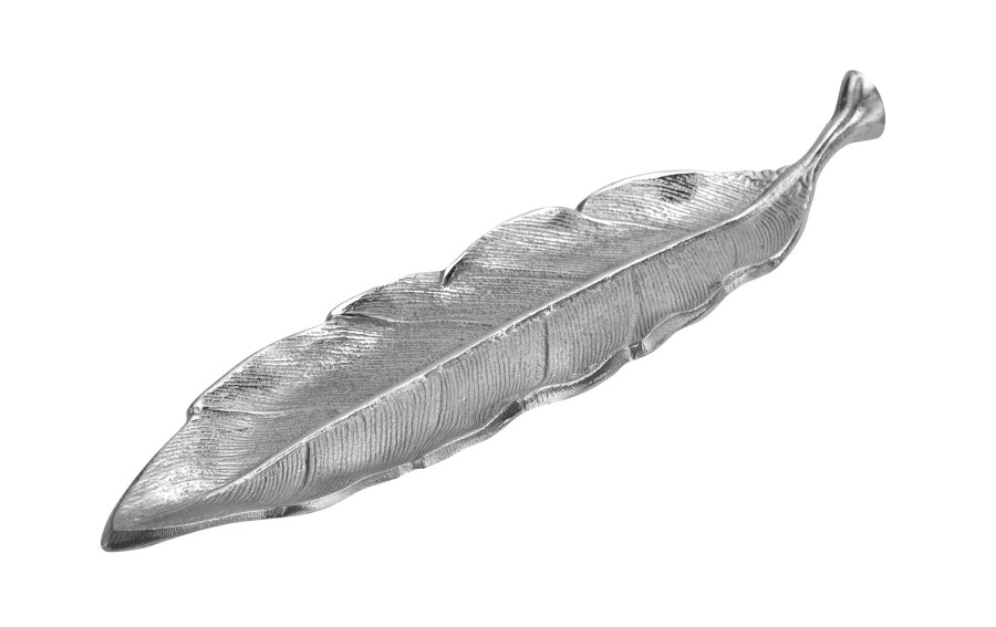 Patera dekoracyjna Liść srebrna 38,5 cm Dekor-Pap