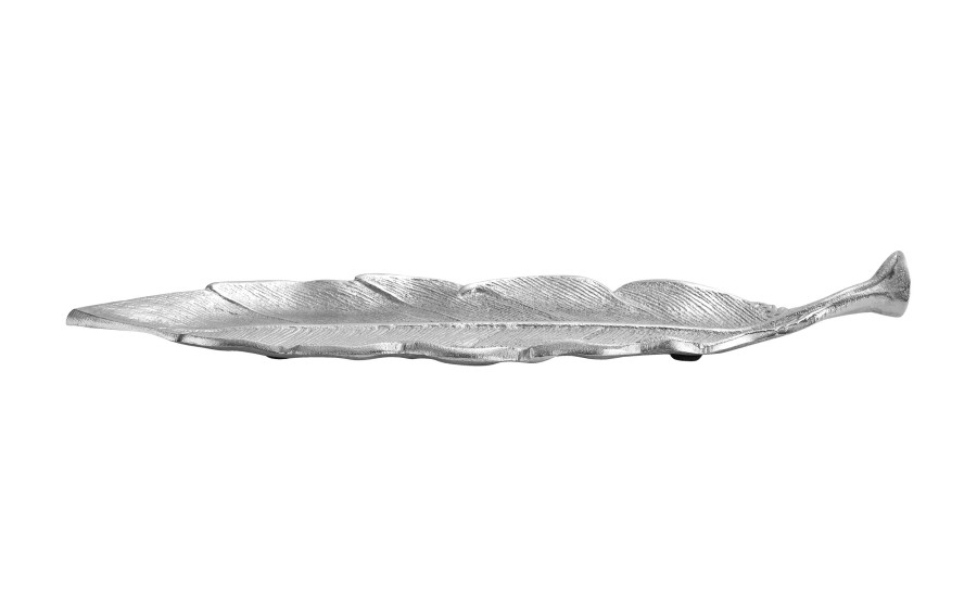 Patera dekoracyjna Liść srebrna 38,5 cm Dekor-Pap