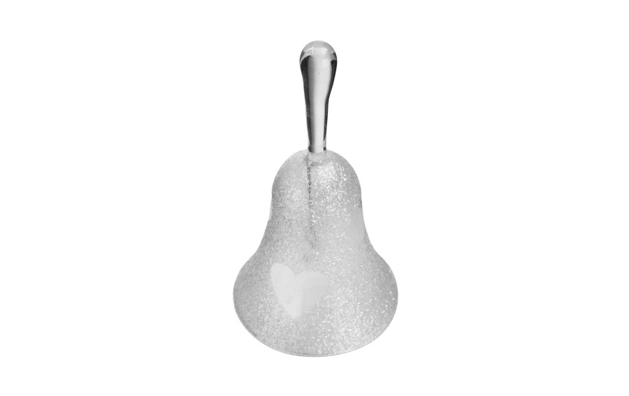 Dzwonek szklany w serca dekoracja 15 cm
