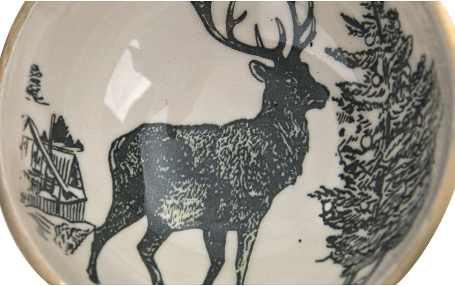 Patera metalowa z reniferem złota 21 cm Ewax