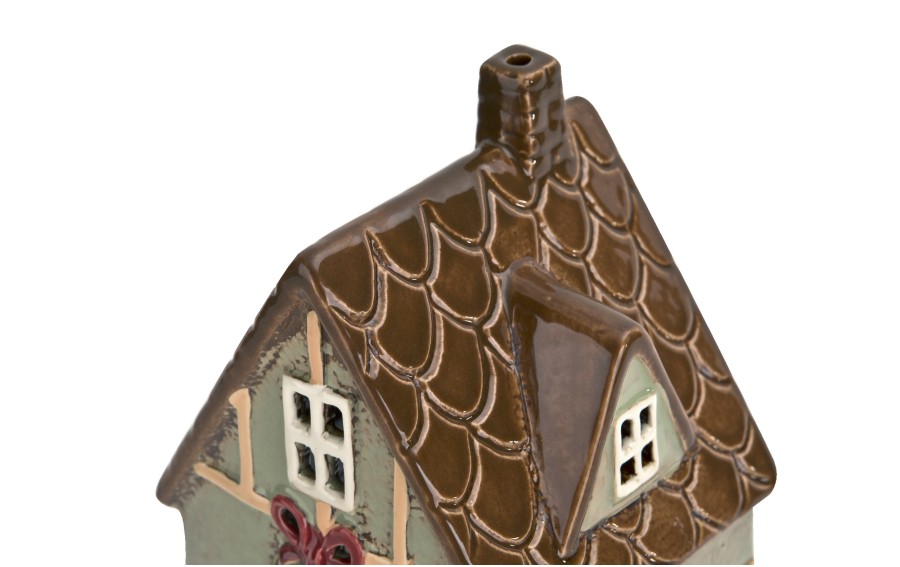 Domek ceramiczny świąteczny na tealight miętowy 21 cm Ewax