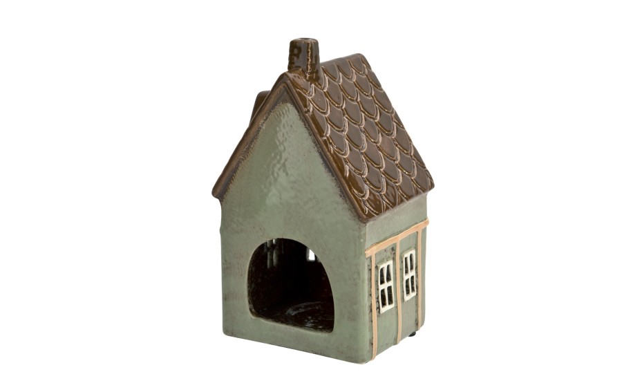 Domek ceramiczny świąteczny na tealight miętowy 21 cm Ewax