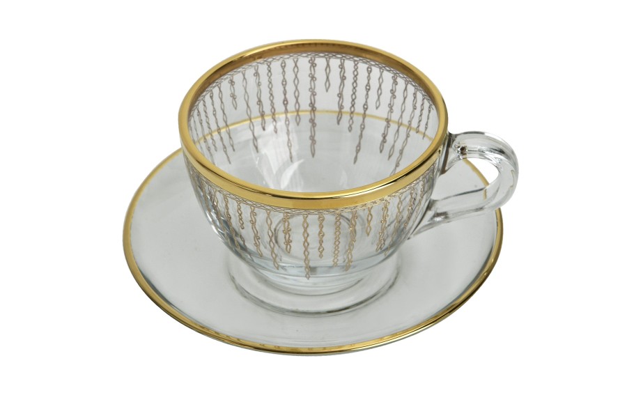 Filiżanki szklane Combi Koral Gold 180 ml 2 szt.