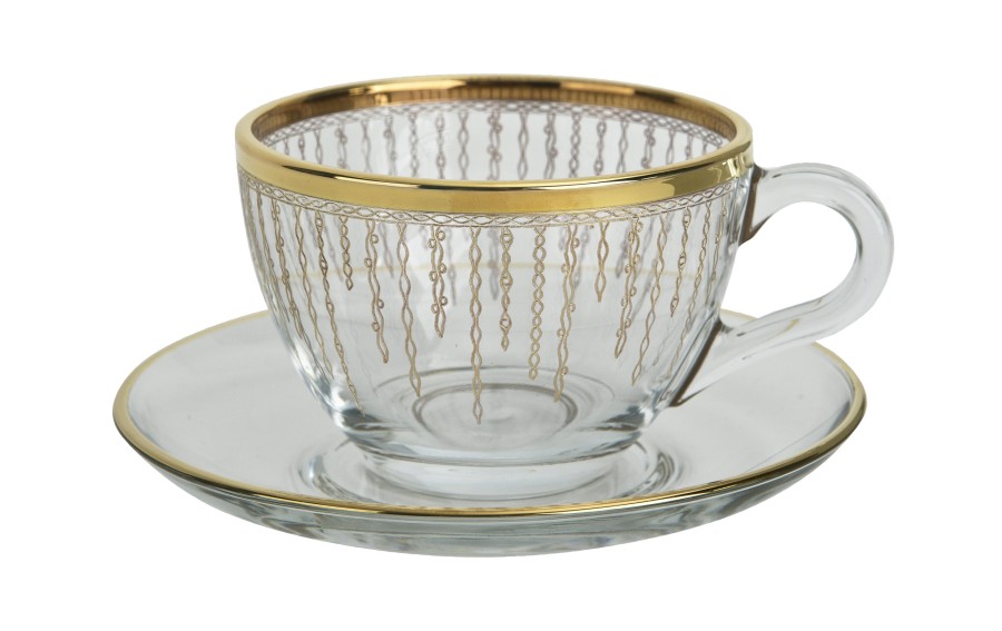 Filiżanki szklane Combi Koral Gold 180 ml 2 szt.