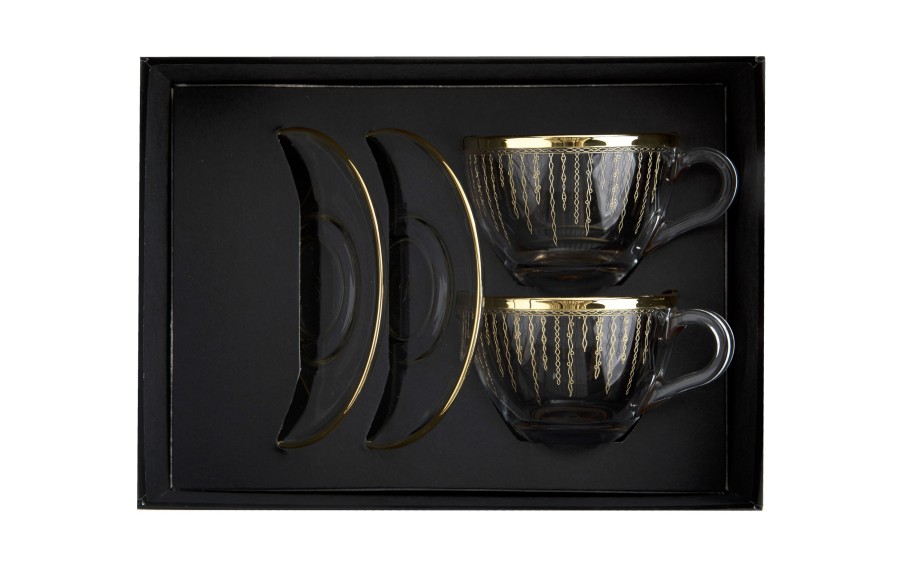 Filiżanki szklane Combi Koral Gold 180 ml 2 szt.