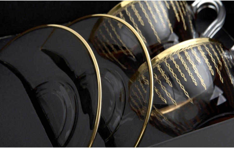 Filiżanki szklane Combi Koral Gold 180 ml 2 szt.