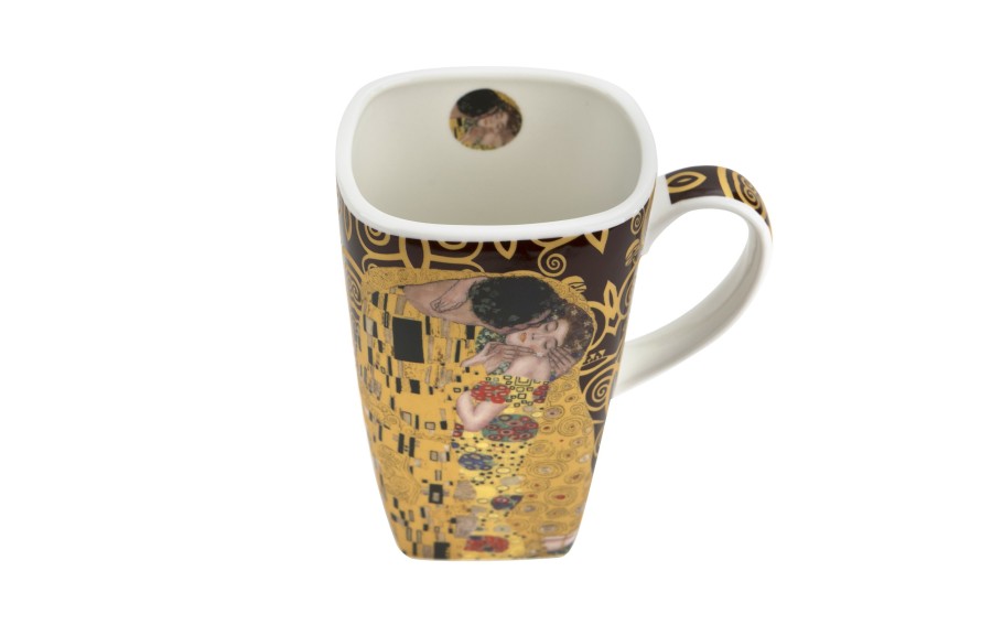 Kubek kwadratowy 650 ml The Kiss Brown porcelanowy
