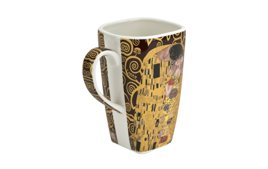 Kubek kwadratowy 650 ml The Kiss Brown porcelanowy