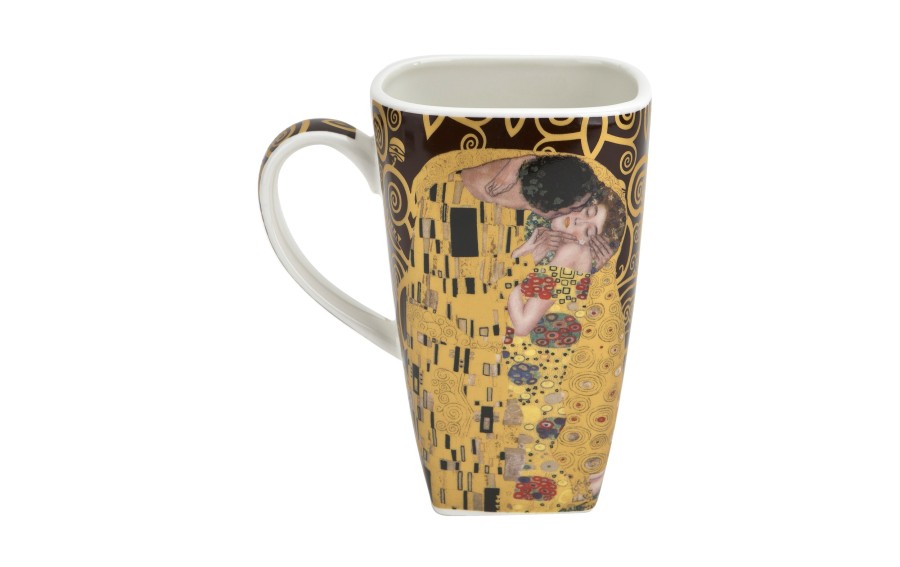 Kubek kwadratowy 650 ml The Kiss Brown porcelanowy