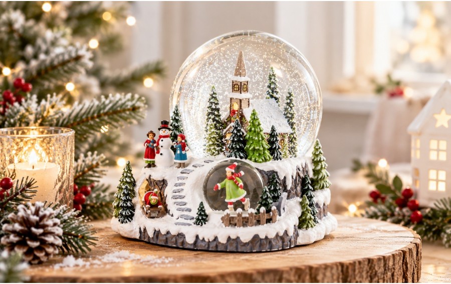 Kula śnieżna z pozytywką Domek 16 cm świąteczna