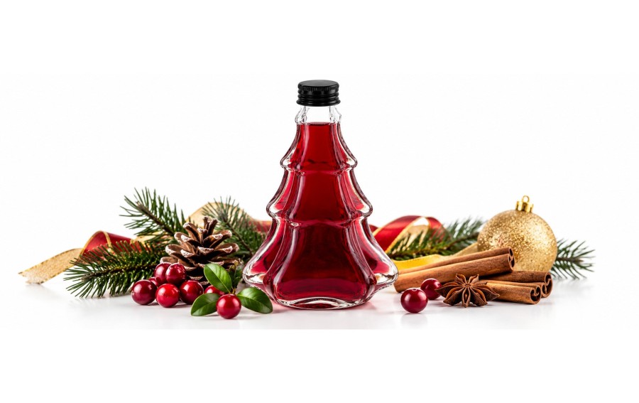 Butelka szklna 300 ml Choinka z zakrętką 5741