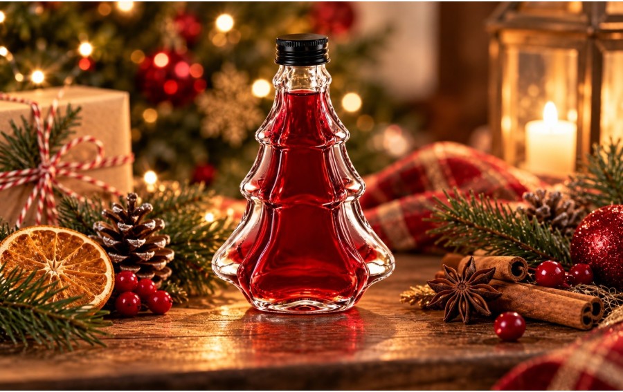 Butelka szklna 300 ml Choinka z zakrętką 5741