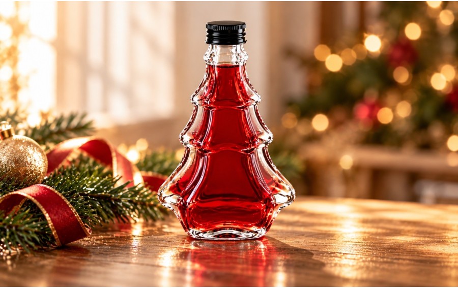 Butelka szklna 300 ml Choinka z zakrętką 5741