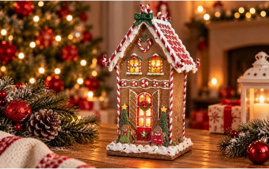 Domek piernikowy LED Ewax 7961 31 cm | Dekoracja świąteczna
