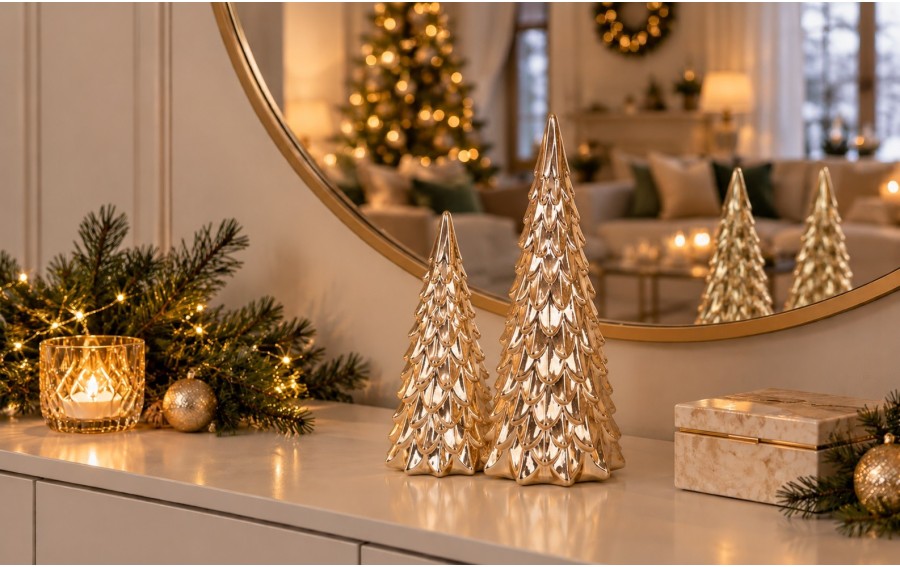 Choinka ceramiczna Sugar Gold 27,5 cm złota