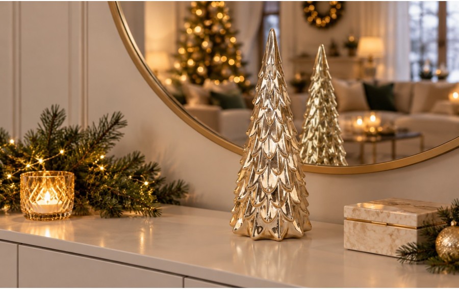 Choinka ceramiczna Sugar Gold 32,5 cm złota