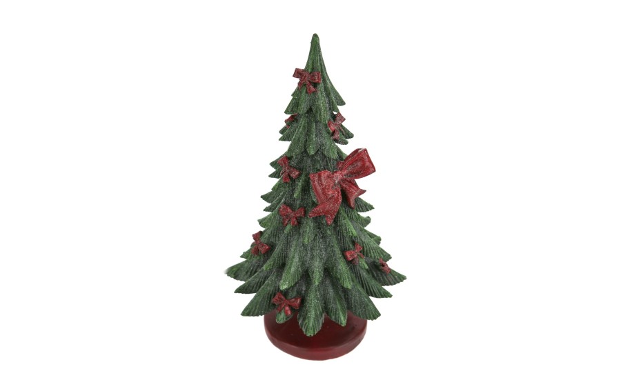 Choinka dekoracyjna z kokardami 25,5 cm zielona