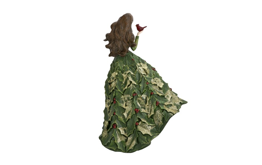 Figurka kobieta z ptaszkiem zielona 35 cm Ewax 2945