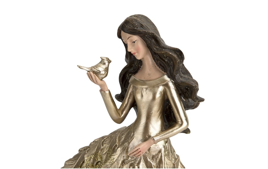 Figurka kobieta z ptaszkiem złota 35 cm Ewax 2946