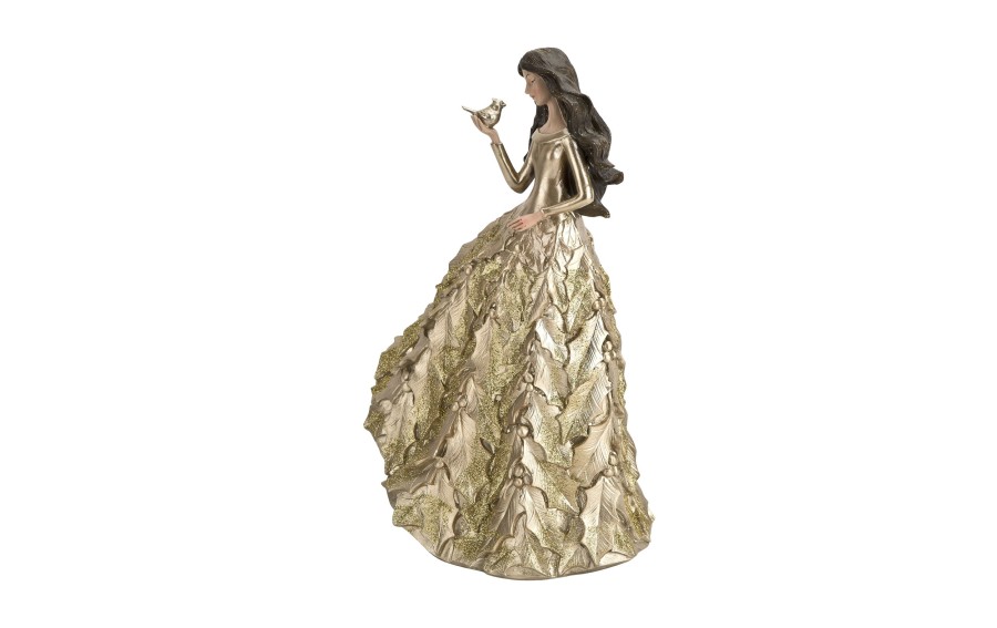 Figurka kobieta z ptaszkiem złota 35 cm Ewax 2946