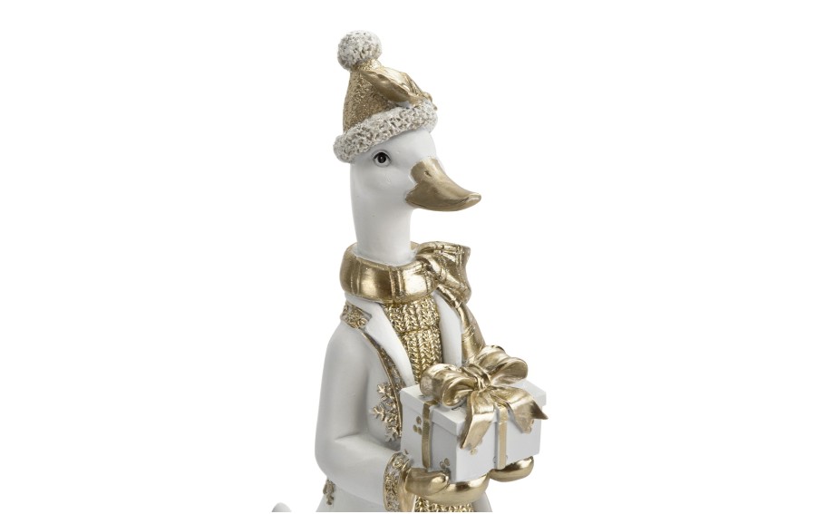 Gęś z prezentem biało-złota 41 cm