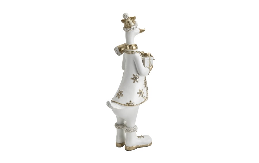 Gęś z prezentem biało-złota 41 cm
