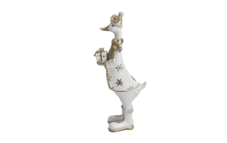 Gęś z prezentem biało-złota 41 cm