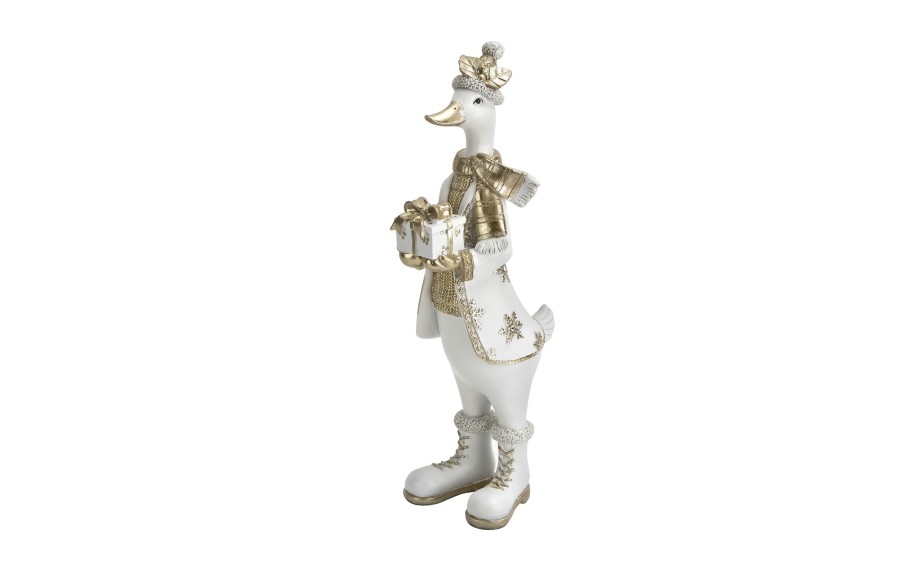 Gęś z prezentem biało-złota 41 cm