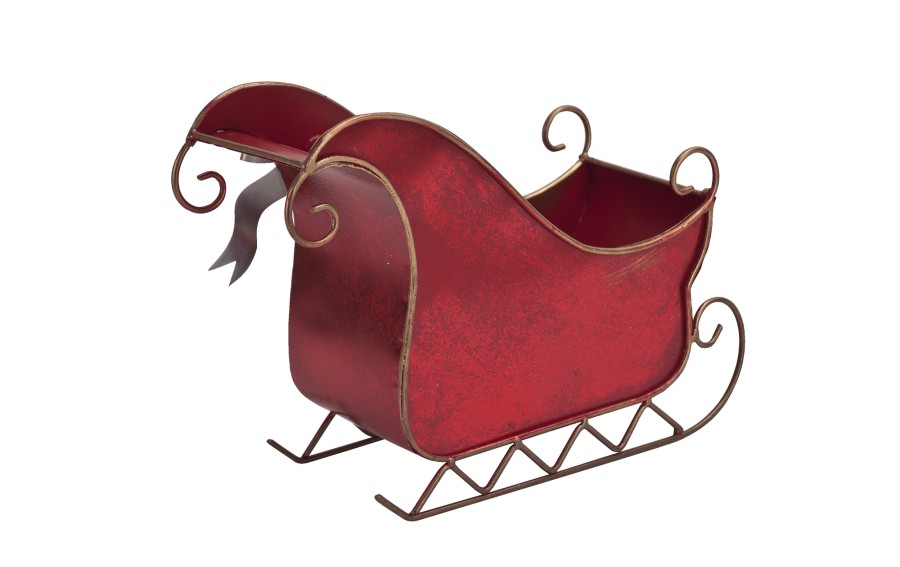 Dekoracja Sanki metalowe 33x23 cm czerwone SX0257