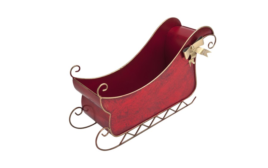 Dekoracja Sanki metalowe 48x26 cm czerwone SX0257