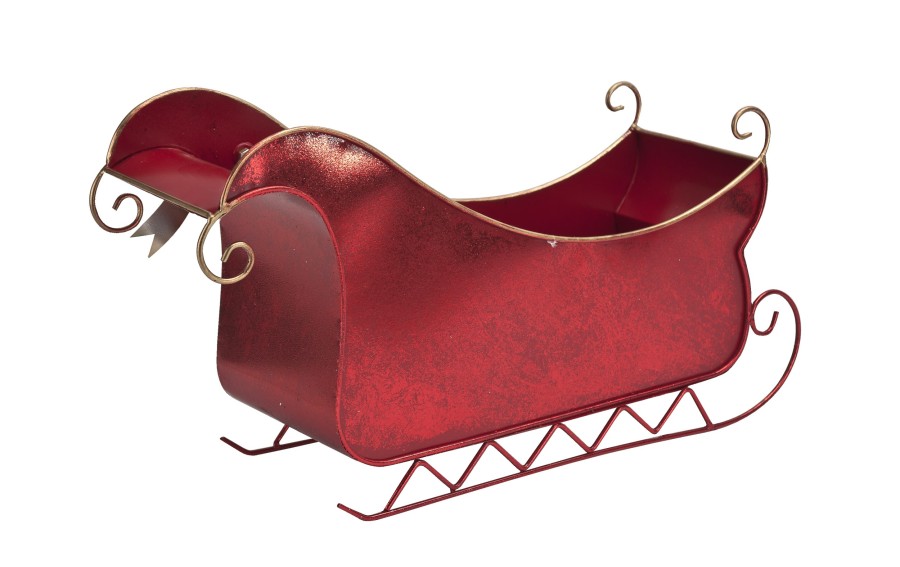 Dekoracja Sanki metalowe 48x26 cm czerwone SX0257