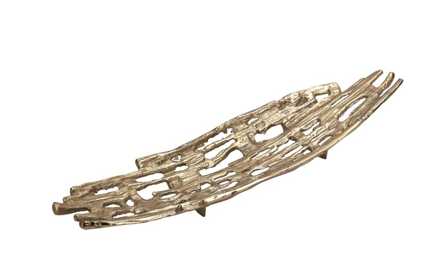 Taca dekoracyjna metalowa 56x17 cm złota ażurowa