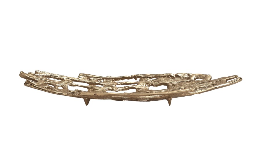 Taca dekoracyjna metalowa 56x17 cm złota ażurowa