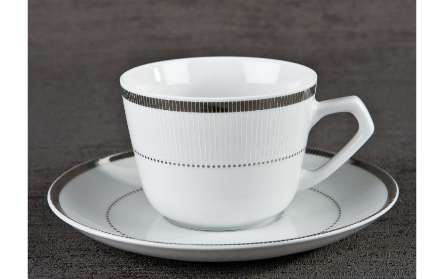 6x filiżanka 200ml ze spodkiem Marcello Silver