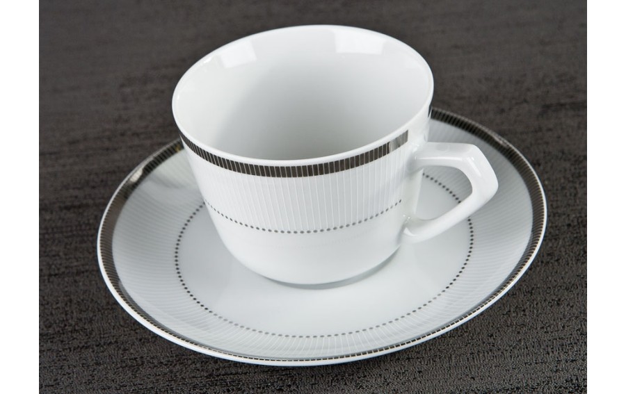6x filiżanka 200ml ze spodkiem Marcello Silver