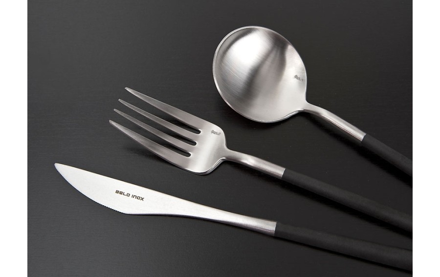Sztućce Neo Black Silver Plated 6/24 Belo Inox