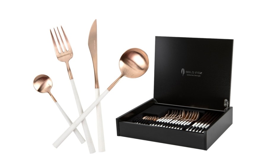 Sztućce Neo White Rose Gold 6/24 Belo Inox