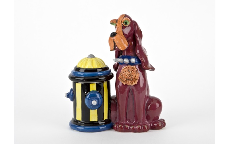 Pojemnik ceramiczny Pies czerwony przy hydrancie