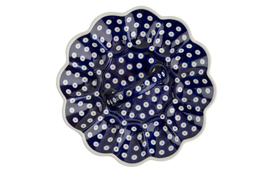 Talerz na jajka 24,5 cm Bolesławiec Kropki 42