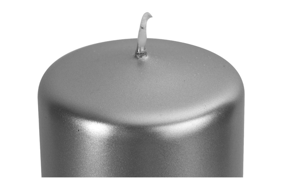 Świeca pieńkowa srebrny metalik śr. 7cm