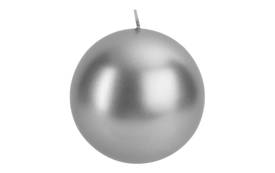 Świeca kula srebrny metalik śr. 10cm