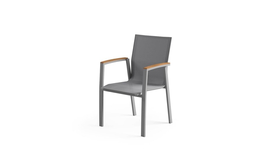 Krzesło z podłokietnikiem Leon Teak Gray